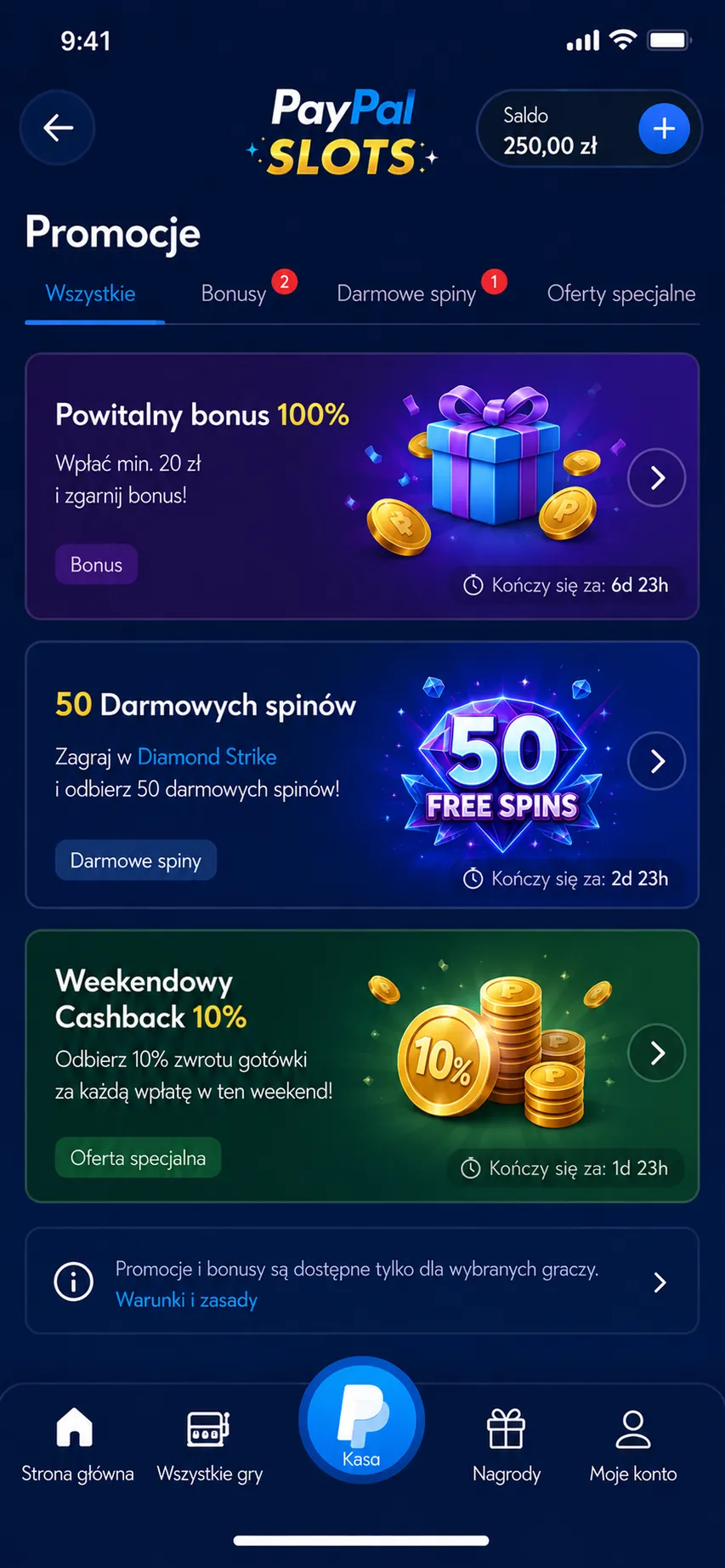 PayPal Slots — kasjer w aplikacji